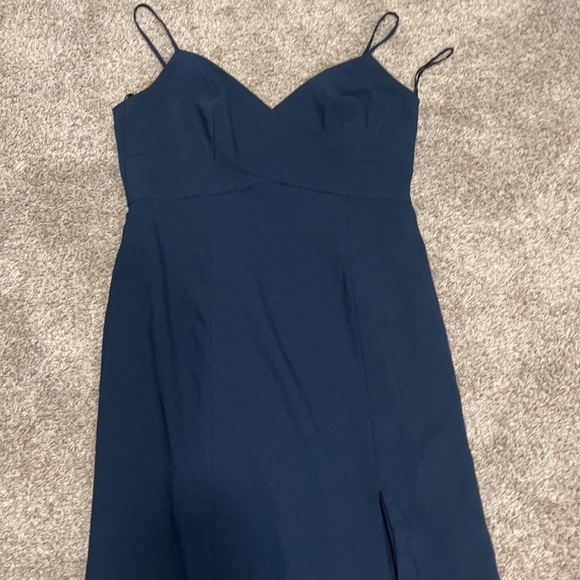 DESSY COLLECTION 3013 SEAMED BODICE CREPE TRUMPET MIDNIGHT DRESS GOWN size 18 - Picture 4 of 10